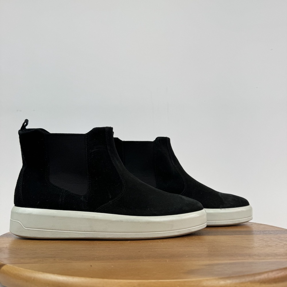 Womens Ecco Soft 9 Black Leather Comfort Casual Wedge Chelsea Boots Size EU 42